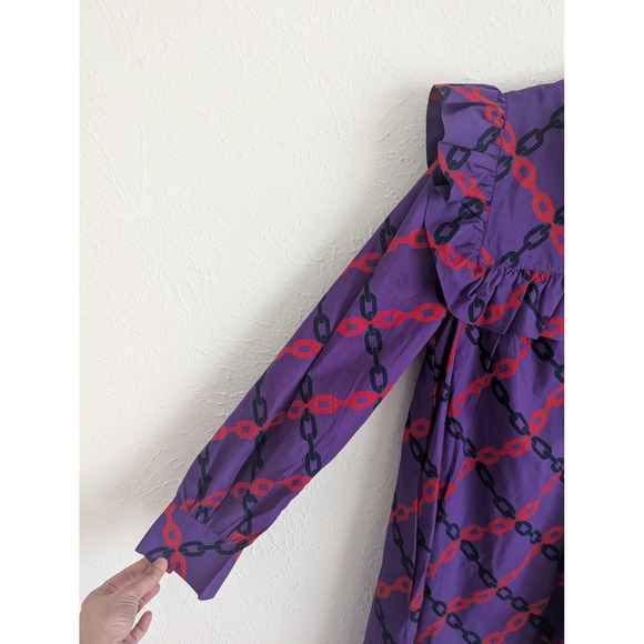 Clare V Charlotte chain print midi shirt dress size XS NWT Parisian chic - Picture 4 of 7